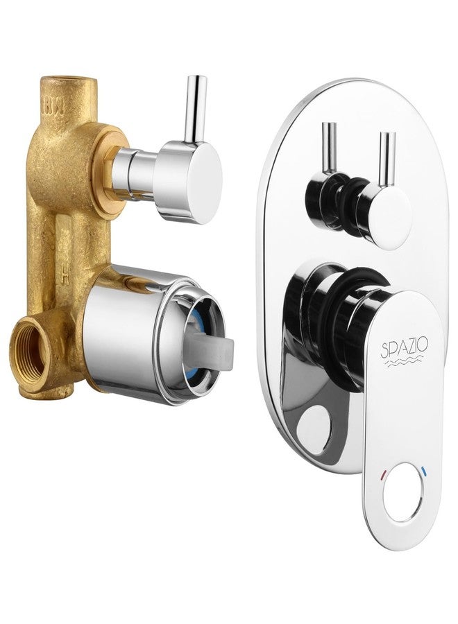 Spazio Prime Brass Single Lever 4 Way / 2 Inlet Concealed Body High Flow Diverter With Exposed Parts Kit Complete Set, Chrome Finish, For Bathroom/Bath & Shower System Diverter Faucet - Image 1